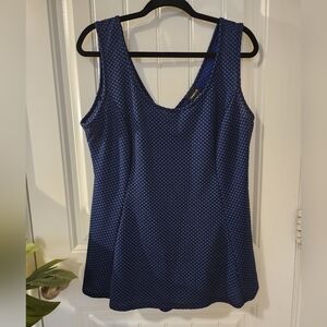 Torrid Size 2 Blue Polka Dot Sleeveless Peplum Top